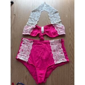 B4 New Womens AMI 2pc Lacey Bikini High Rise size Small/Medium